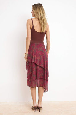 Bordo F?rf?rl? Soyut Desenli Orme Etek TWOAW26ET00084