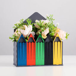 Кашпо деревянное 18720.4 см Конверт Карандаши, серый