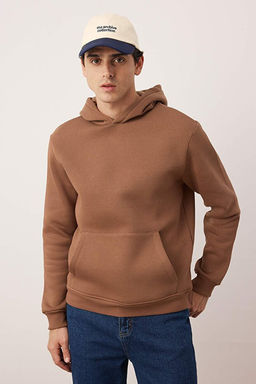 Kahverengi Regular /Normal Kesim S_rt Bask_l_ Sweatshirt TMNAW20SW0163 - Trendyolmilla фото 2