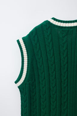 CHALECO PUNTO PENN  / Verde / Crudo - Zara фото 5