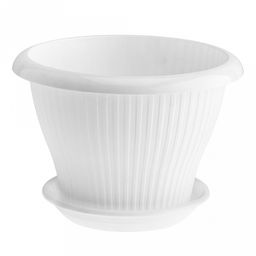 Горшок для цветов пластмассовый "Гамма-плюс" 2,9л, д22см, h15,5см, белый (Россия)