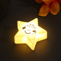 Фигурка светящаяся RISALUX «Звезда. Смайл», LED-ночник, 3xLR1130, 7×7×2.5 см