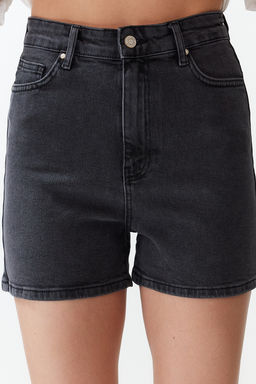 Antrasit More Sustainable Yuksek Bel City Boy Denim Sort TWOSS20SR0210