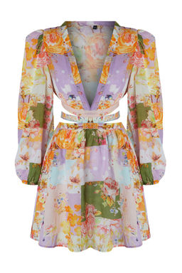 TRENDYOLMILLA Cicek Desenli Mini Dokuma Cut Out/Pencere %100 Pamuklu Plaj Elbisesi TBESS23EL00140  фото 20