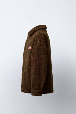 EMBROIDERED FAUX SHEARLING OVERSHIRT - Zara фото 3