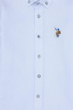 U. S. Polo Assn Голубая базовая рубашка с длинным рукавом для мальчика - U.s. polo assn фото 5