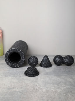 Набор массажный для МФР 5в1 / Ролик 37Х15 / мяч 8см /двойной мяч 16Х8 / массажный конус 9.8Х8 / массажная полусфера 9.8Х4.5 / Black+ Gray /уп 12 - Галеонтрейд фото 10