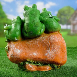 Садовая фигура из полистоуна «Лягушка на камне», 35×30 см