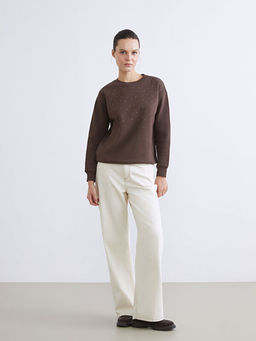 Ta?l? Oversize Kad?n Kal?n Sweatshirt