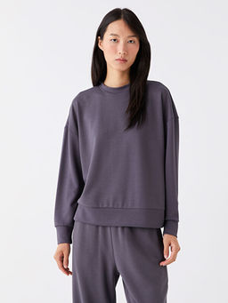 Bisiklet Yaka D?z Uzun Kollu Kad?n Sweatshirt