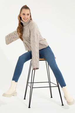 U. S. Polo Assn Женский свитер с высоким воротником из меланжевого камня - U.s. polo assn фото 15