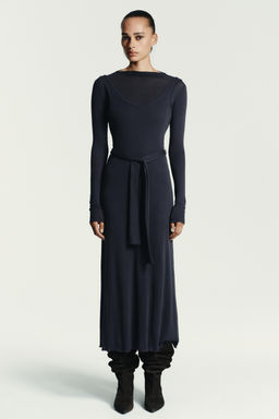 DOUBLE EFFECT DRESS WITH TIE BELT