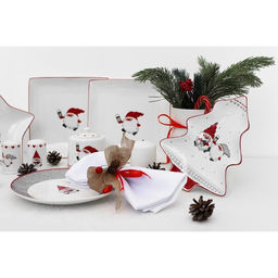 Блюдо фарфоровое сервировочное Доляна Праздничный переполох. Гном Бим, d=20,5 см, цвет белый  фото 5