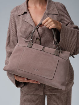 Замшевая сумка сэтчел Colette DBR 31349 капучино  фото 4