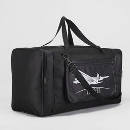 Сумка дорожная на молнии, 3 наружных кармана, длинный ремень, чёрная