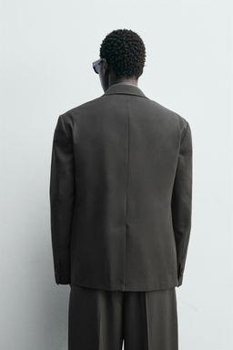 DOUBLE-BREASTED WOOL BLEND SUIT BLAZER - Zara фото 3