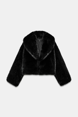 SHORT FAUX FUR COAT WITH LAPEL COLLAR - Zara фото 18