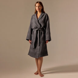 Халат вафельный женский SL HOME: Chess «Гри Сандре», размер M, хлопок 100%, тёмно-серый