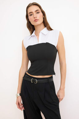 Siyah Gomlek Detayl? Dokuma Bluz TWOSS26BZ00396 - Trendyolmilla фото 2