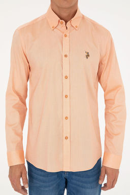 U. S. Polo Assn / Мужская оранжевая базовая рубашка с длинным рукавом - U.s. polo assn фото 6
