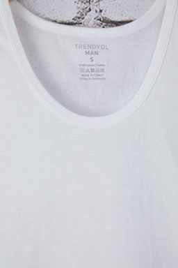 Beyaz U Yaka Penye Pamuklu 3lu %100 Pamuk Ic Giyim Atlet - Trendyolmilla фото 5