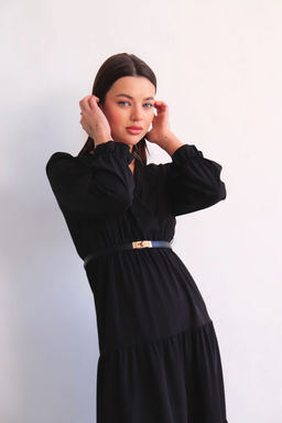 Martichelli Платье чёрное с многоярусной юбкой  фото 8