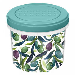 Банка пластмассовая "Asti" 0,7л, д11,5см, h10см, с завинчивающейся крышкой, зеленый, с декором (Россия)