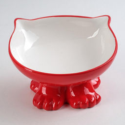 Миска керамическая «Киса» на подставке-лапках 200 мл, 13×12×8 см, красная