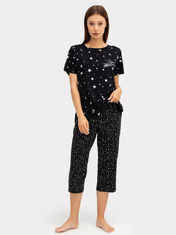 Комплект женский (джемпер, бриджи) черный с принтом мелкие звезды - Mark formelle фото 2