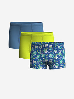 Bask?l? Erkek ?ocuk Boxer 3l?