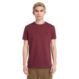 Футболка Timberland T-Shirt Dunstan River Jersey Crew Neck Slim бордовая  фото 4