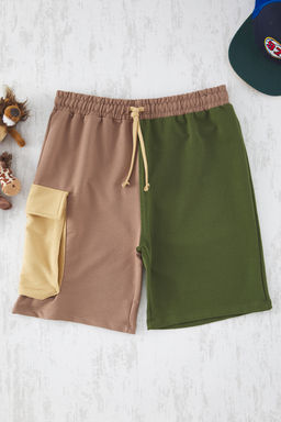 Lacivert Erkek Cocuk Pamuklu Renk Bloklu Beli Lastikli Orme Sort & Bermuda TKDSS25SR00001 - Trendyolmilla фото 3