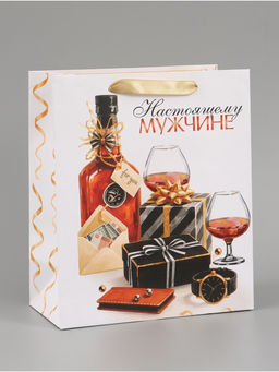 Цена за 2 шт. Пакет подарочный «Настоящему мужчине», 23×27×11.5 см