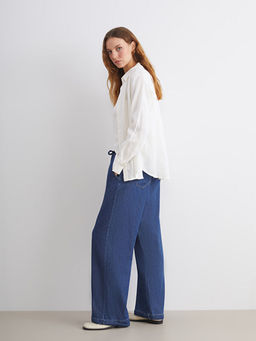 Beli Lastikli Wideleg Kad?n Jean Pantolon