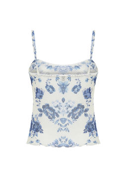 Mavi Cicek Bask?l? Ayarlanabilir Ask?l? Dokulu Ask?l? Esnek Orme Bluz TWOSS24BZ00425 - Trendyolmilla фото 8