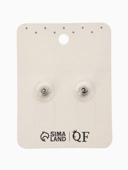 Серьги со стразами «Роскошь», прямоугольник, синий,белый в серебре