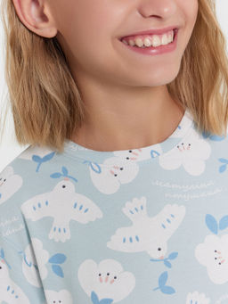 Комплект для девочек (джемпер, брюки) голубой с птицами - Mark formelle фото 6