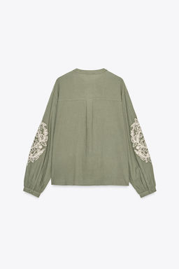 CONTRAST EMBROIDERY BLOUSE - Zara фото 6