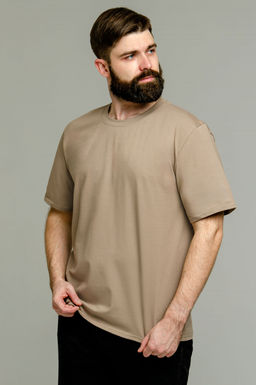 Арт. 67114 Футболка мужская однотонная с лайкрой 48-58 (6 шт) Цвет:коричневый