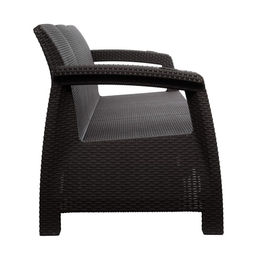 Диван «Ротанг» трёхместный, 188×70×79 см, мокко, с подстаканниками