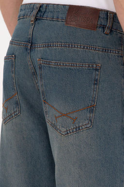 Erkek Ye_il Loose Fit Jean Pantolon