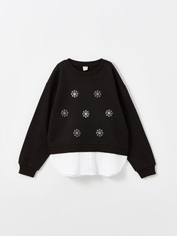 Bisiklet Yaka K?z ?ocuk Kal?n Sweatshirt