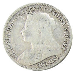 Монета 3 пенса 1896 года Великобритания