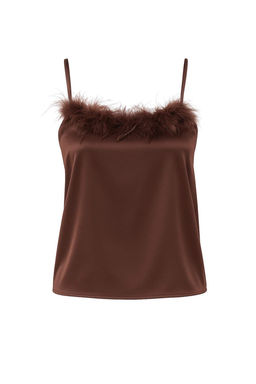 Trendyolmilla Kahverengi Saten Dokuma C?tc?tl? Otrisli S?k Bluz TPRSS25BZ00044