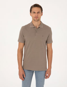 Koyu Vizon Slim Fit %100 Pamuk K_vr_lmaz Polo Yaka Basic Ti__rt