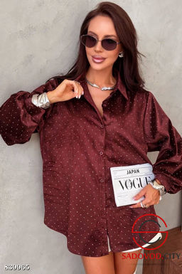 Рубашка нарядная оверсайз со стразами - Bruno фото 2