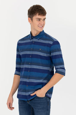 U. S. Polo Assn / Мужская синяя рубашка с длинным рукавом - U.s. polo assn фото 3