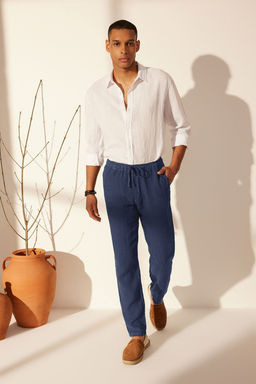 TRENDYOL MAN Premium Gri %100 Keten Straight Fit Lastikli Beli Baglamal? Pantolon TMNSS24PL00018 - Trendyolmilla фото 16
