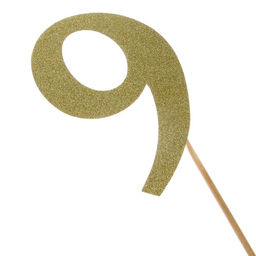 Цена за 7 шт. Топпер в торт 9, цвет золото - Страна карнавалия фото 2