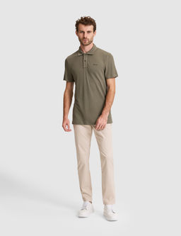 Haki Slim Fit _rme Dokulu Polo Yaka Ti__rt